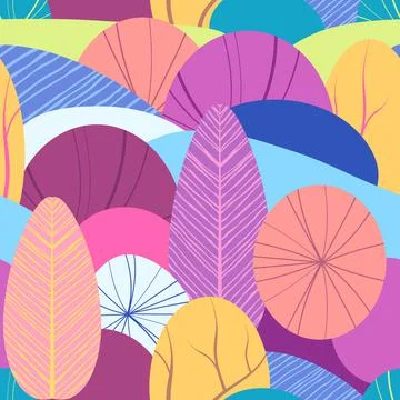 Seamless pattern with plants, leaves, forest theme. Hand draw texture, vector Illustrazione stock