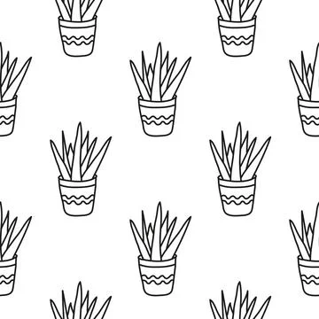 Seamless pattern with plants in pots. Stock Illustration