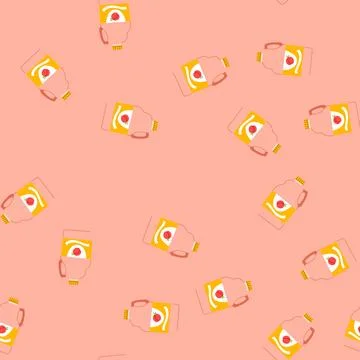 Seamless pattern plastic juice bottle cartoon vector Stock Illustration