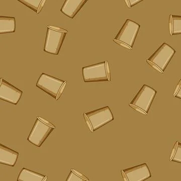 Seamless pattern plastic paper cup cartoon vector Ilustração Stock