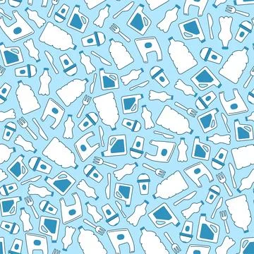 Seamless pattern of plastic pollution, reuse reduce recycle Illustrazione stock