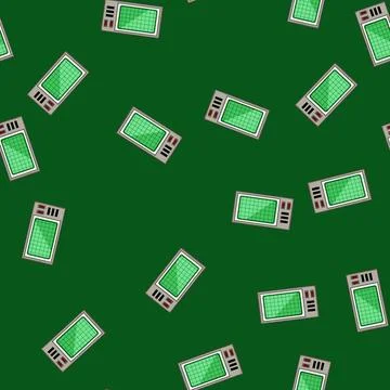 Seamless pattern plastic retro control panel cartoon vector Stock Illustration