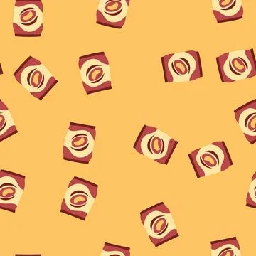 Seamless pattern plastic snack pack cartoon vector Stock Illustration