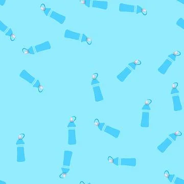 Seamless pattern plastic sport drinking bottle cartoon vector Stock Illustration