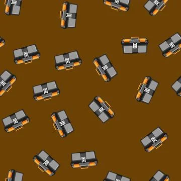 Seamless pattern Plastic toolbox featuring a handle and storage compartments Illustration