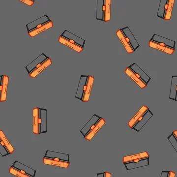 Seamless pattern Plastic toolbox storing repair and maintenance tools Stock Illustration