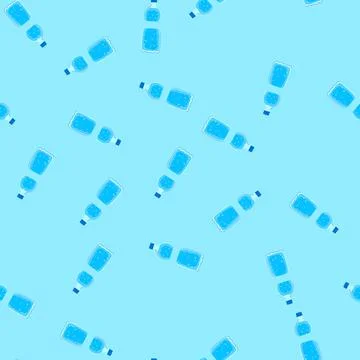 Seamless pattern plastic water bottle with fizzy liquid featuring blue cap イラスト素材
