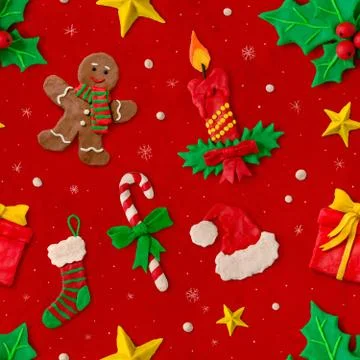 Seamless pattern with plasticine figures Stock Photos