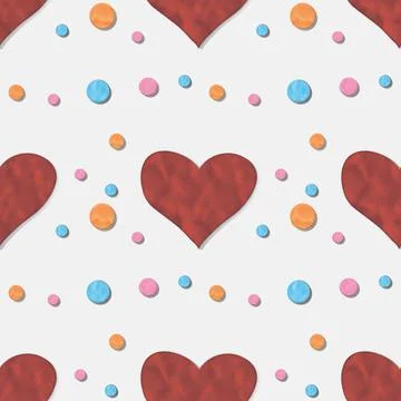 Seamless pattern with plasticine heart . clay effect Stock Illustration