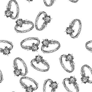 Seamless pattern platinum ring jewelry sketch hand drawn Stock Illustration