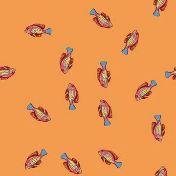 Seamless pattern platy decorative fish cartoon vector Stock Illustration