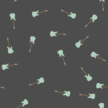 Seamless pattern play guitar music cartoon vector Stock Illustration