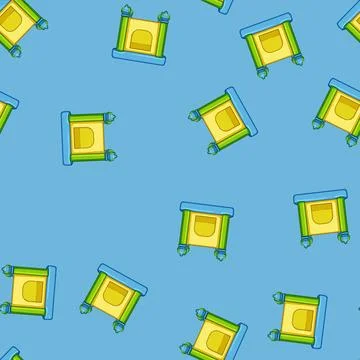 Seamless pattern play inflatable castle cartoon vector Stock Illustration