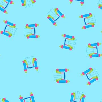 Seamless pattern play inflatable castle cartoon vector Stock Illustration