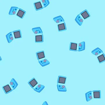 Seamless pattern play portable gaming device cartoon vector Stock-Illustration