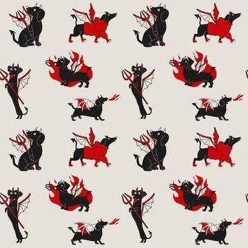 Seamless pattern with a playful and mischievous cartoon dachshund Stock-Illustration