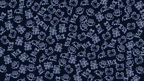 Seamless pattern of playful robot illustrations on dark background for digi.. Stock Footage 321639779