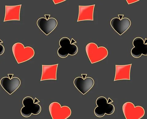 Seamless pattern with playing cards signs Stock Illustration