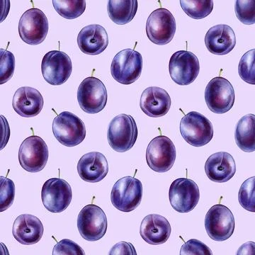 Seamless pattern with Plum. Botanical background, design for paper, cover Stock Illustration