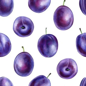 Seamless pattern with Plum. Botanical background, design for paper, cover Stock Illustration