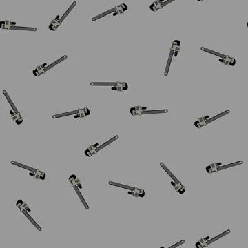 Seamless pattern plumbing pipe wrench cartoon vector Stock Illustration