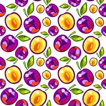 Seamless pattern of plums Stock Illustration