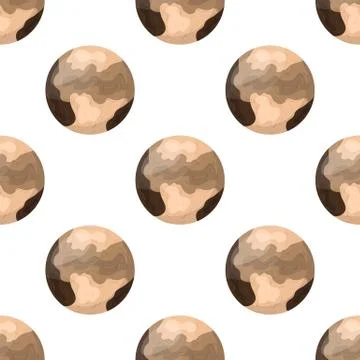 Seamless pattern with pluto planet isolated on white background. Planet of so Illustrazione stock
