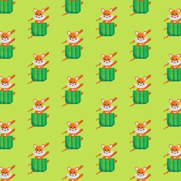 Seamless pattern pocket animal fox design Illustrazione stock