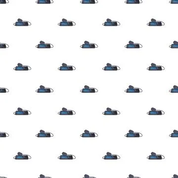 Seamless pattern with a podcasting microphone and radio device Stock Illustration