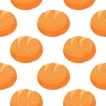 Seamless pattern pogaca sesame bread roll, traditional Turkish food in cartoon 스톡 일러스트