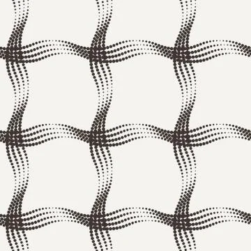 Seamless pattern of the points collected by the wavy lines Illustrazione stock