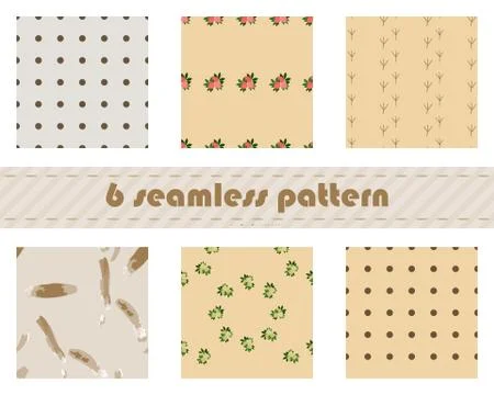 Seamless pattern with points, flowers, traces of birds. Illustrazione stock