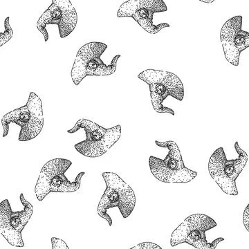Seamless pattern pointy witch hat sketch hand drawn Illustrazione stock