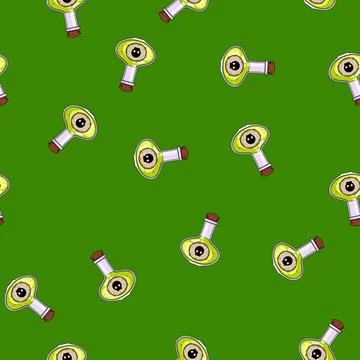 Seamless pattern Poison potion bottle with skull warning symbol Stock Illustration