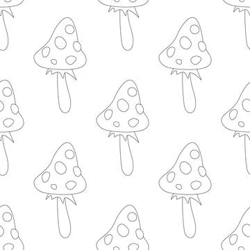 Seamless Pattern with Poisonous Mushroom, Fly Agaric Stock Illustration