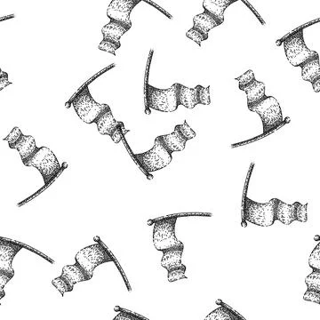 Seamless pattern pole flag waving sketch hand drawn Stock Illustration