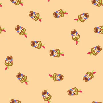Seamless pattern pole tribal mask cartoon vector Stock Illustration