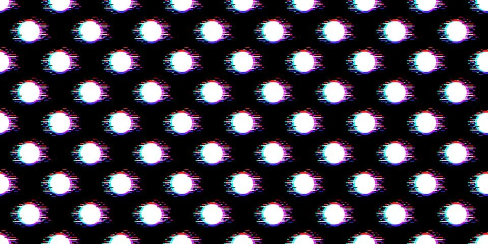 Seamless pattern with polka dot ornament with glitch effect Stock Illustration
