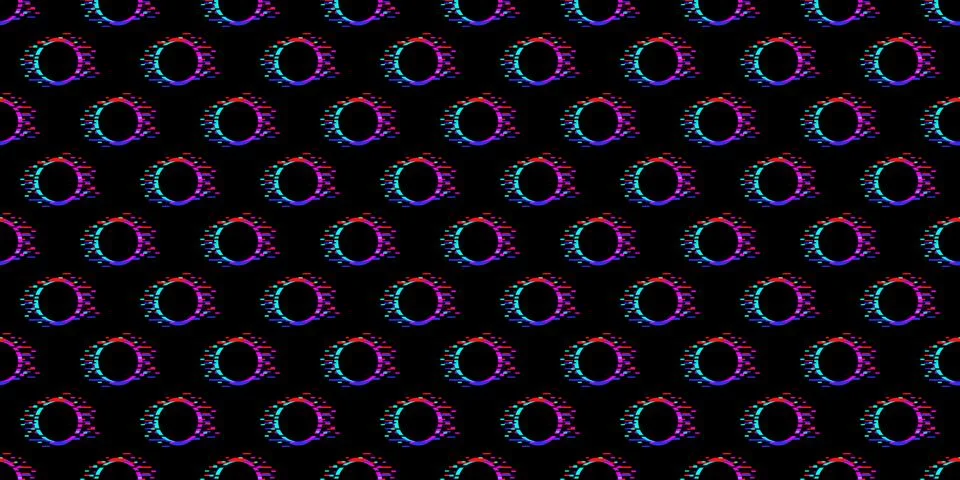 Seamless pattern with polka dot ornament with glitch effect Stock Illustration