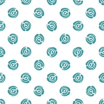 Seamless pattern with polka dots. Abstract roses. Stock Illustration