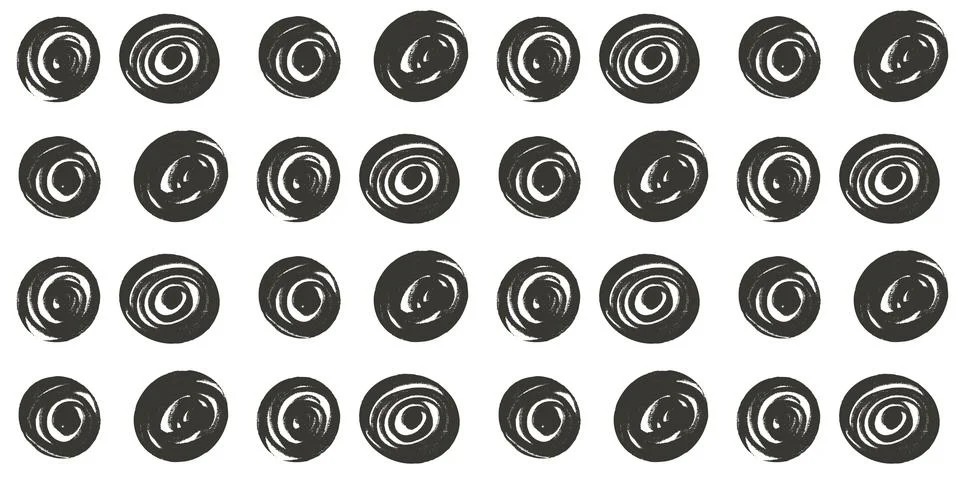Seamless pattern with polka dots. Charcoal monochrome endless background. Black イラスト素材