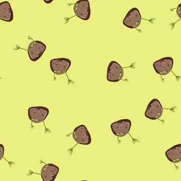 Seamless pattern pollinators grass seed bomb cartoon vector 스톡 일러스트