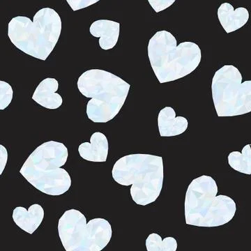 Seamless pattern with polygonal hearts. Stock Illustration