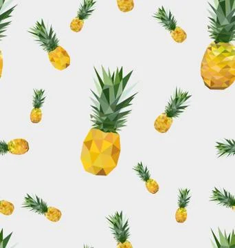 Seamless pattern with polygonal pineapple fruit. Background Illustrazione stock