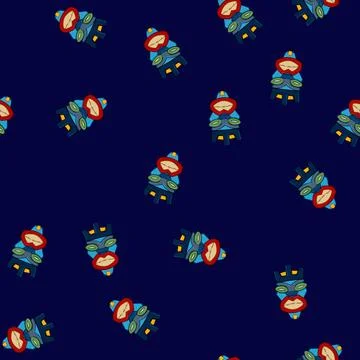 Seamless pattern polynesian tiki mask cartoon vector Stock Illustration