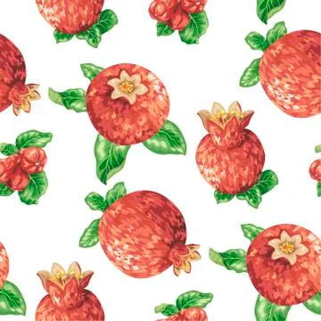Seamless pattern with pomegranate fruits in vector graphic illustration Stock Illustration