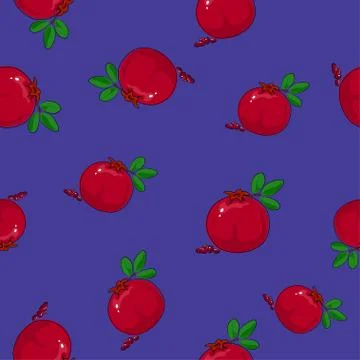 Seamless Pattern ,Pomegranate on Purple Background 스톡 일러스트