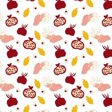 Seamless pattern with pomegranates. Decorative modern aesthetic pattern. Ripe Stock Illustration