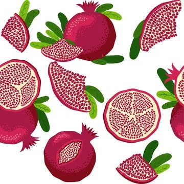 Seamless pattern with pomegranates. Decorative patterns of the pomegranate .. Stock Illustration