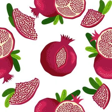 Seamless pattern with pomegranates. Decorative patterns of the pomegranate fr Stock Illustration